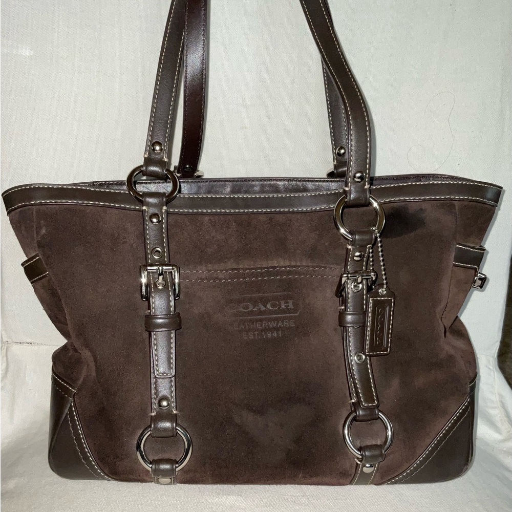 Suede Coach tote
